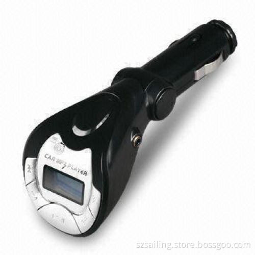 Car FM Transmitter with Plug in SD/MMC Card and U-port/Movable Disk
